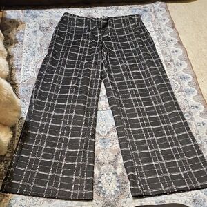 JohnPaulRichard Black and White Plaid Wide Leg Pants